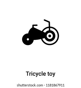 Tricycle toy icon vector isolated on white background, logo concept of Tricycle toy sign on transparent background, filled black symbol