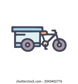 tricycle trade cart color vector doodle simple icon