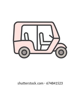 Tricycle trade cart thin line icon. 