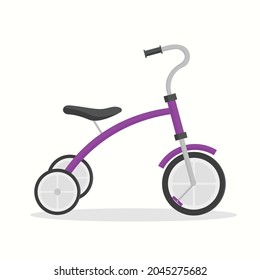 tricycle vector illustration, child's toy. Flat design style. White background.