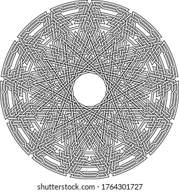 Tridecagram circular pattern with  geometric shape clock pattern inside huge tridecagon with floral vector pentagram background