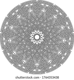 Tridecagram circular pattern with  geometric shape clock pattern inside huge tridecagon vector background