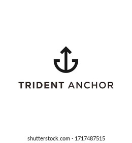 trident anchor logo icon vector design