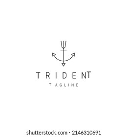 Trident arrow line art logo icon design template flat vector