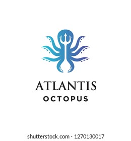 Trident Atlantis And Octopus Logo Icon Vector Template