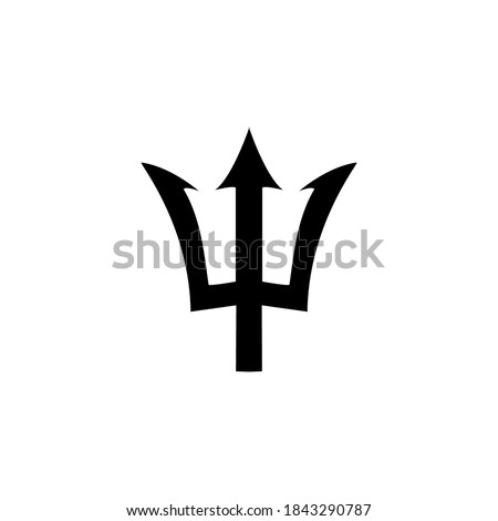Trident black icon. Neptune sign. Barbados national symbol vector illustration. Isolated on white.