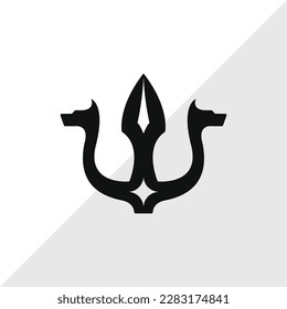 logotipo tridente de perro negro y gemelo