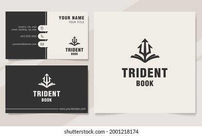 Plantilla del logotipo del libro trident en estilo monograma