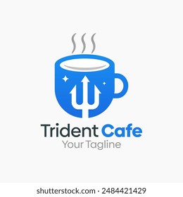 trident Cafe Logo Vector Template Design. Good for Business, Start up, Agency, and Organization