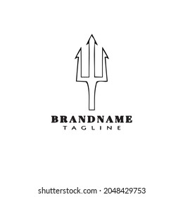 trident caricatura logotipo icono diseño plantilla negro aislado ilustración moderna