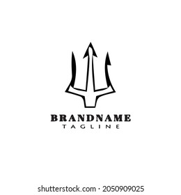 trident cartoon logo icon design template black modern vector illustration
