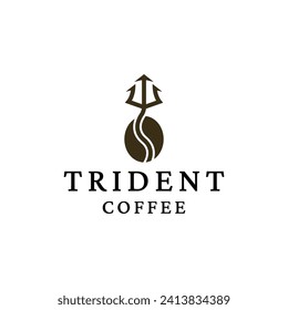 Trident coffee bean logo icon design template