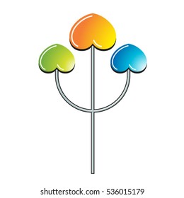 trident with colorful hearts-vector drawing