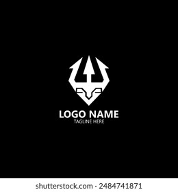 trident deer head logo design vector