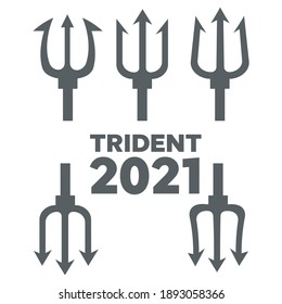 Trident-Teufel flach. Neptune roter Vektortrikot 