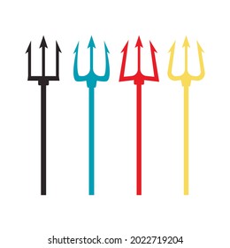 trident devil flat. Neptune red vector trident