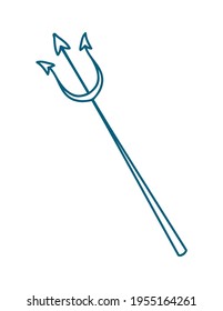 Trident in doodle style. Hand drawn vector illustration isolated on a white background.