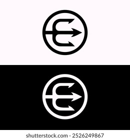 Trident E Letter Circle Logo Template