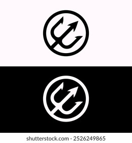 Trident E Letter Diagonal Circle Logo Template