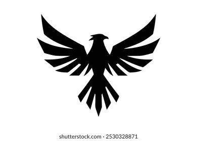 
 Dreizack-Adler, Vektor, schwarz, fliegender Falken, Symbol