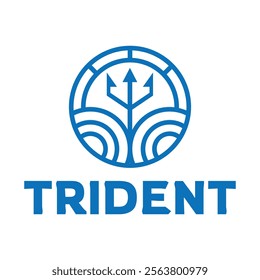 trident flat minimalist logo design