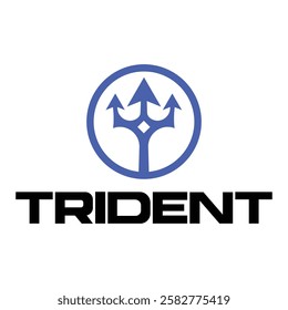 trident flat minimalist logo design