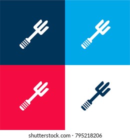 Trident four color material and minimal icon logo set in red and blue
