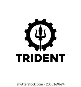 Trident Gear machine for business engineering plumbing logo design