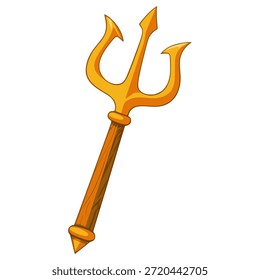 modelo de ilustração de vetor de cor plana de arma dourada tridente
