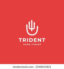 Trident mit Handfinger-Logo, Symbol, Zeichen, Symbol, Vektorgrafik 