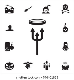 trident and him icon. Set of Halloween icons on white background