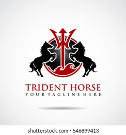 Trident Horse logo template.Vector Illustrator eps.10