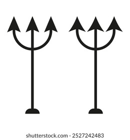 Icono de tridente. Símbolo de flecha. Forma direccional. Ilustración vectorial.