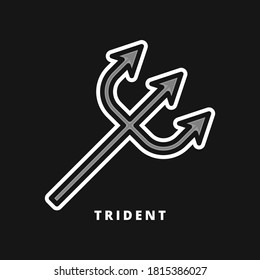 Trident Icon Filled Line Style. Devil Neptune Tridental Vector Logo Illustration. Mythology Symbol Icon