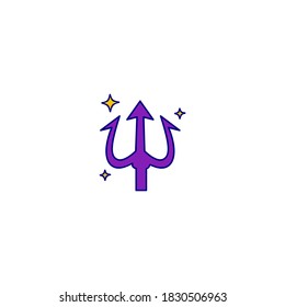Trident icon. Halloween icon. Simple, flat, outline, color. Filled color icon.