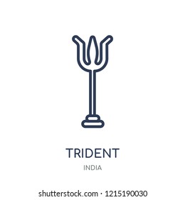 Trident icon. Trident linear symbol design from India collection. Simple outline element vector illustration on white background.