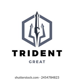 Trident Icon Logo Design Template