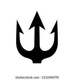 Trident Icon. Trident Neptune Weapon. Poseidon Black Symbol. Vector Isolated On White.