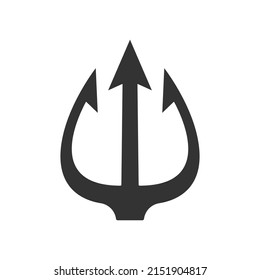 Trident icon. Trident Neptune weapon. Poseidon black symbol. Vector isolated on white.