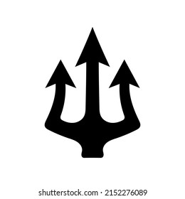 Trident icon. Trident Neptune weapon. Poseidon black symbol. Vector isolated on white.