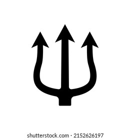 Icono de tridente. Tridente arma Neptuno. Símbolo negro de Poseidón. Vector aislado en blanco.