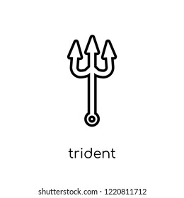 Trident icon. Trendy modern flat linear vector Trident icon on white background from thin line india collection, editable outline stroke vector illustration