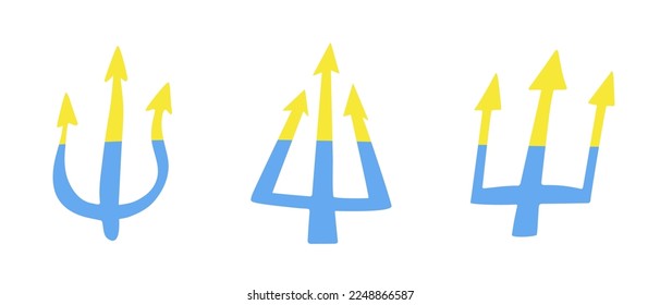 Trident-Symbole gesetzt. Einzeln. Vektorgrafik