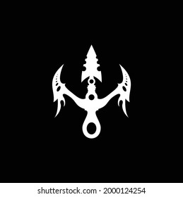 Trident King Spear Logo Design on Black Background