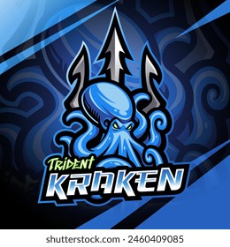 Trident kraken esport mascot logo design