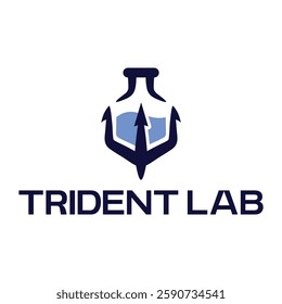 trident lab flat minimalist logo design