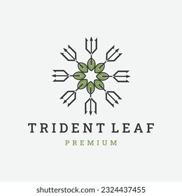 Trident leaf logo icon design template vector illustration