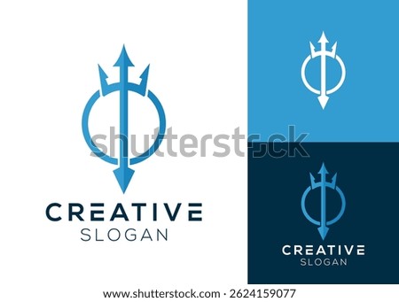 Trident with letter O or circle logo design