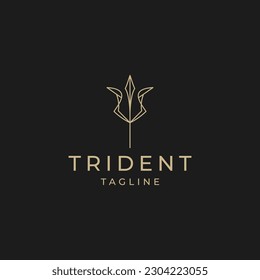 Trident line art logo icon design template