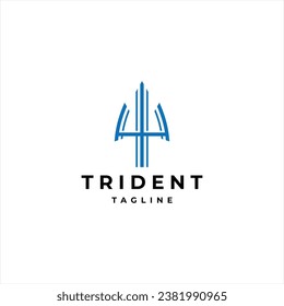 Trident line art logo icon design template